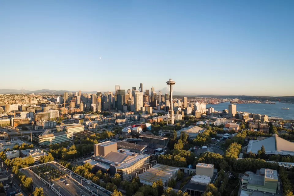 Aerial view of downtown Seattle, Washington.